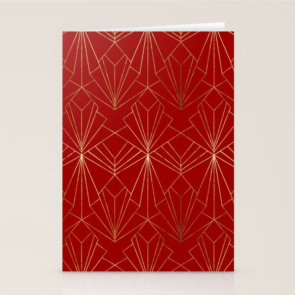 Crimson Red Art Deco Stationery Card Gallery Image 1