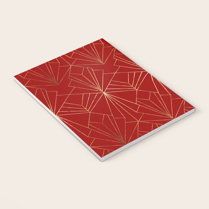 Crimson Red Art Deco Notebook Gallery Image 3