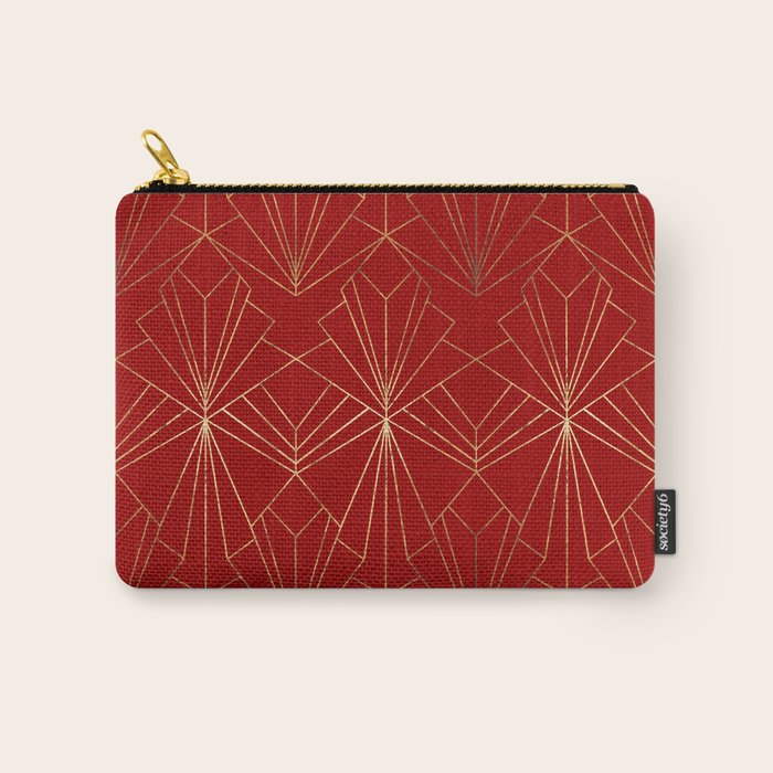 Crimson Red Art Deco Carry All Pouch Gallery Image 1