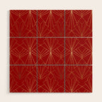 Crimson Red Art Deco Wood Wall Art Gallery Image 1