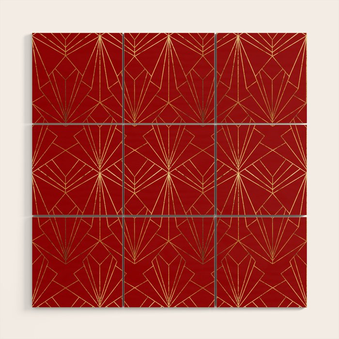 Crimson Red Art Deco Wood Wall Art Gallery Image 1