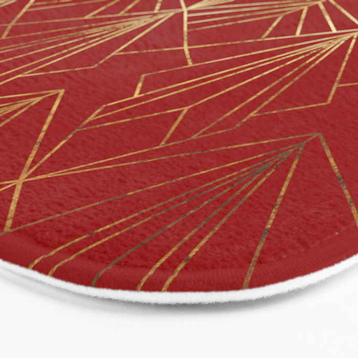 Crimson Red Art Deco Bath Mat Gallery Image 3