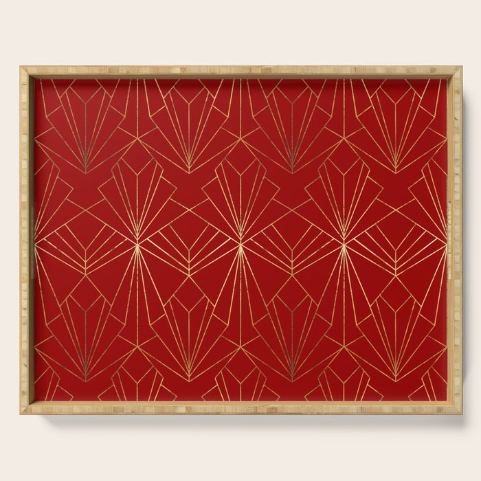 Crimson Red Art Deco Serving Tray Gallery Image 1