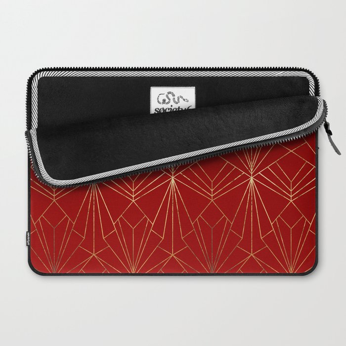 Crimson Red Art Deco Laptop Sleeve Gallery Image 2