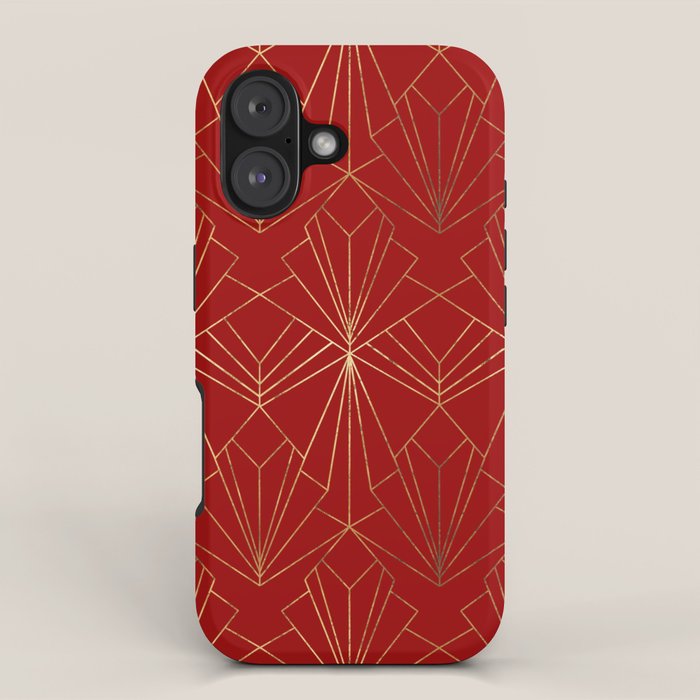Crimson Red Art Deco iPhone Case Gallery Image 1