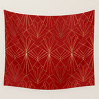Crimson Red Art Deco Wall Tapestry Gallery Image 4