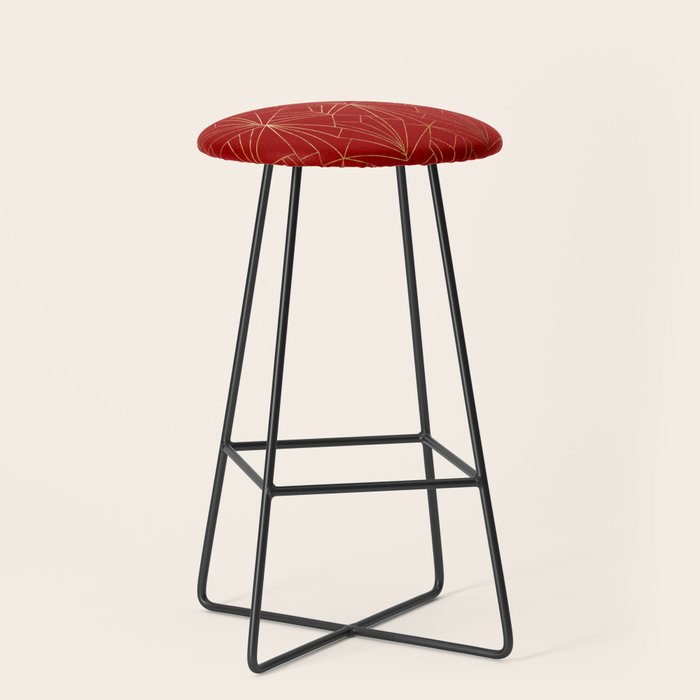 Crimson Red Art Deco Stool Gallery Image 1