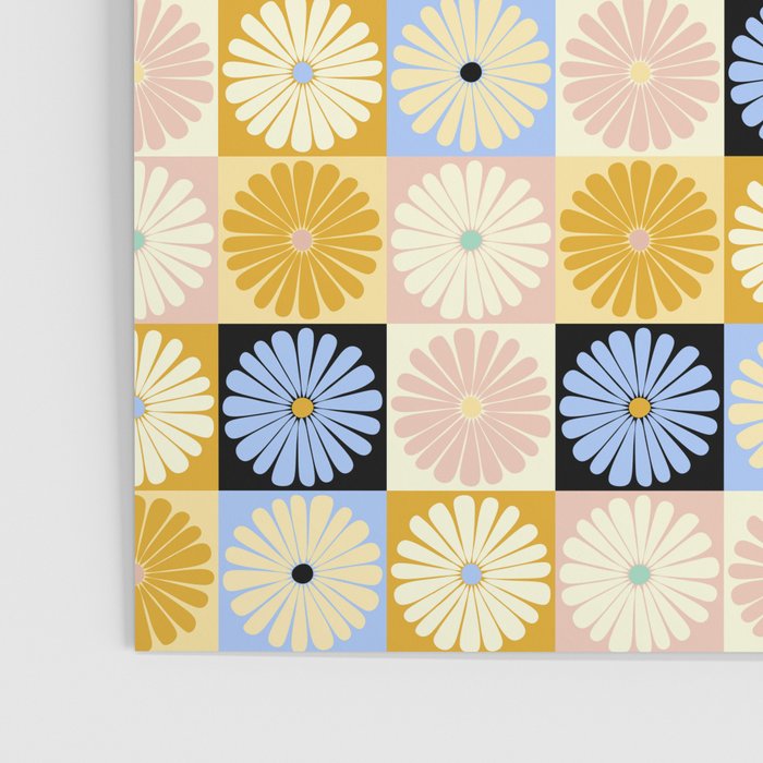 Retro Flowers Check Pattern XXVII Poster Gallery Image 3