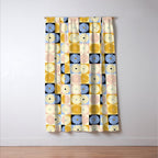 Retro Flowers Check Pattern XXVII Window Curtain Gallery Image 3