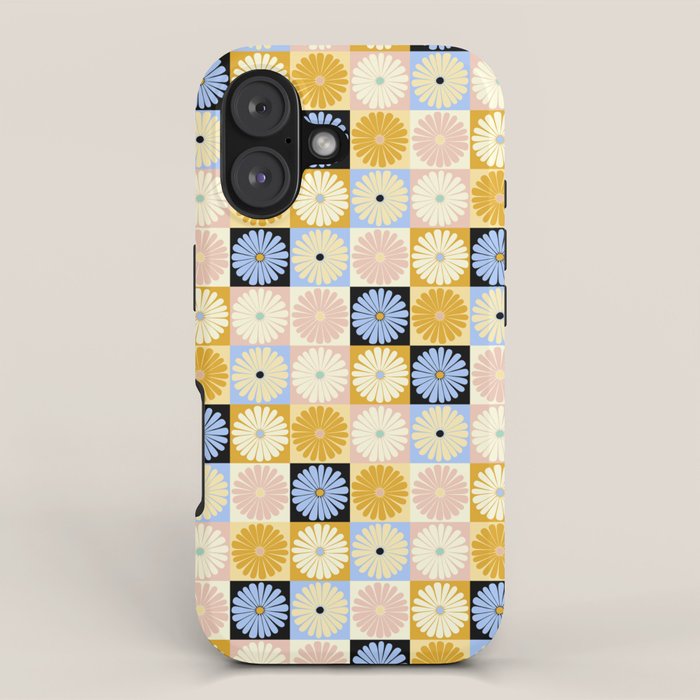 Retro Flowers Check Pattern XXVII iPhone Case Gallery Image 1
