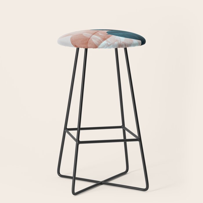 Blush & Blue Leaves Stool Gallery Image 1