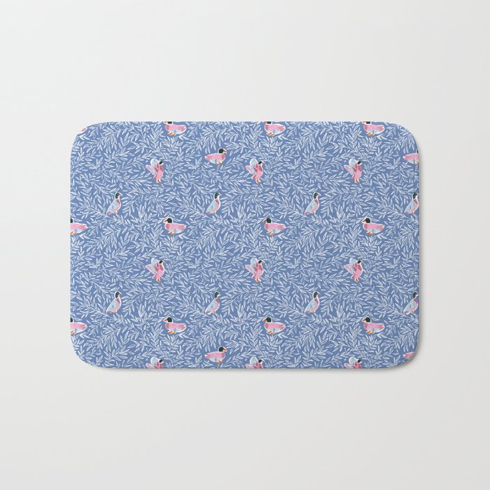 Mallard Duck Tales Chinoiserie Blue Bath Mat Gallery Image 1