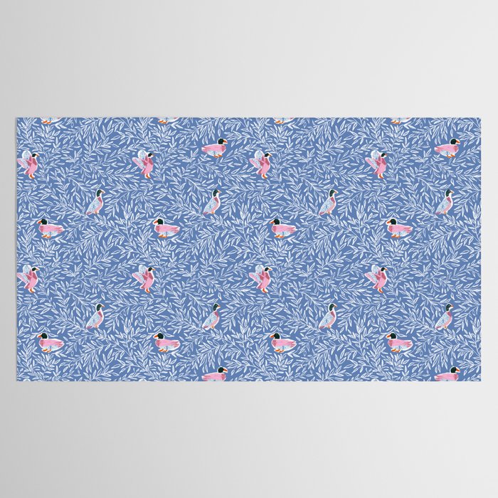 Mallard Duck Tales Chinoiserie Blue Tablecloth Gallery Image 2
