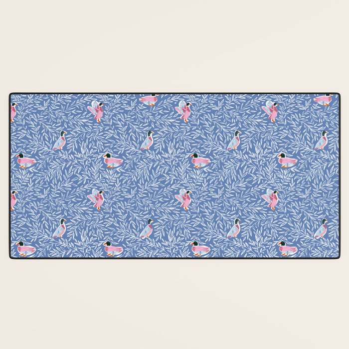 Mallard Duck Tales Chinoiserie Blue Desk Mat Gallery Image 3