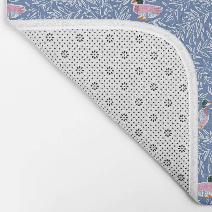 Mallard Duck Tales Chinoiserie Blue Bath Mat Gallery Image 2