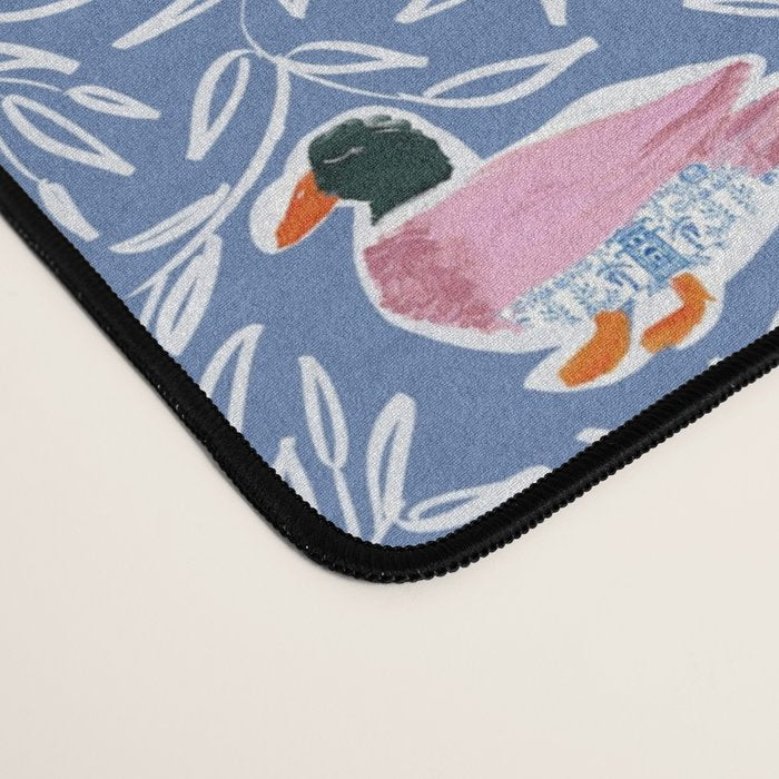 Mallard Duck Tales Chinoiserie Blue Desk Mat Gallery Image 4