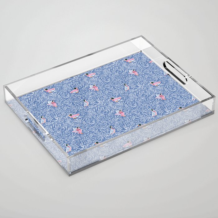 Mallard Duck Tales Chinoiserie Blue Acrylic Tray Gallery Image 1