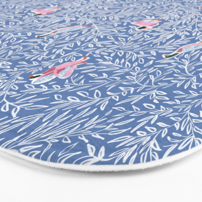 Mallard Duck Tales Chinoiserie Blue Bath Mat Gallery Image 3