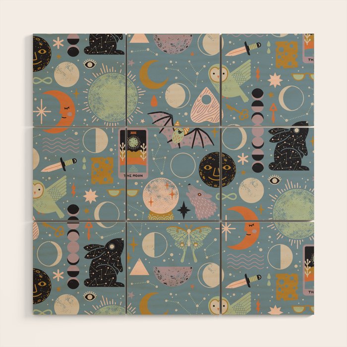 Lunar Pattern: Blue Moon Wood Wall Art Gallery Image 1