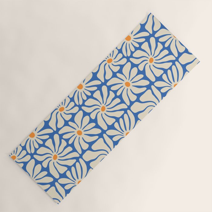 Vintage daisy flower art pattern Yoga Mat Gallery Image 1