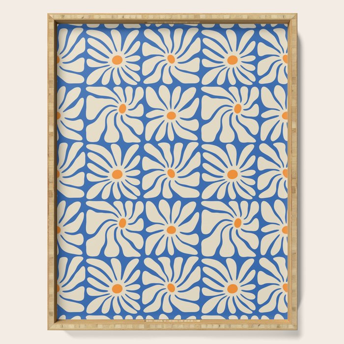 Vintage daisy flower art pattern Serving Tray Gallery Image 1