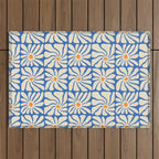 Vintage daisy flower art pattern Outdoor Rug Gallery Image 1