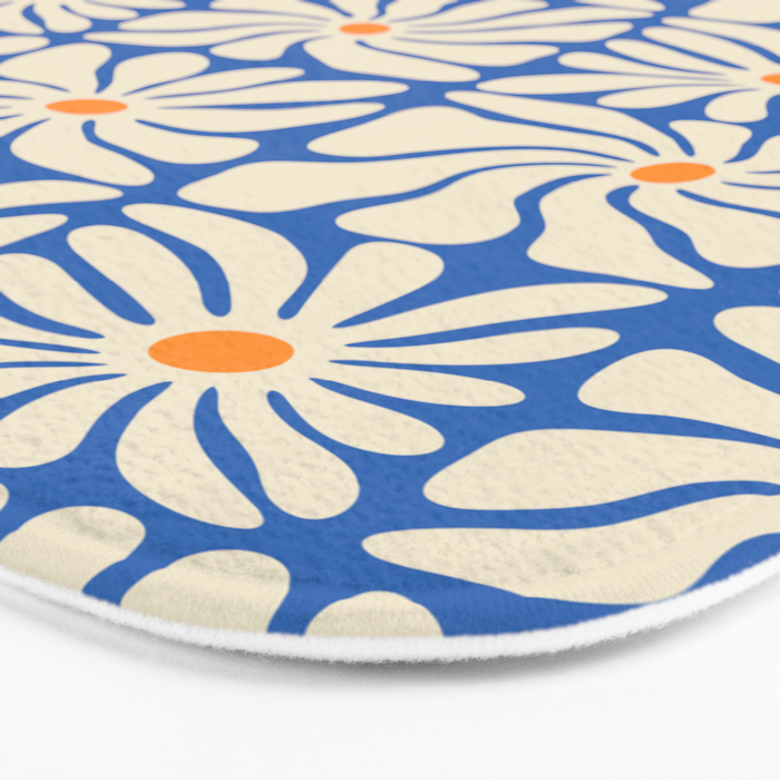 Vintage daisy flower art pattern Bath Mat Gallery Image 3