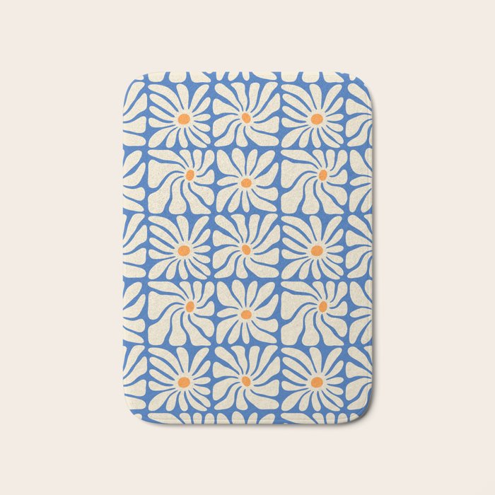 Vintage daisy flower art pattern Bath Mat Gallery Image 1
