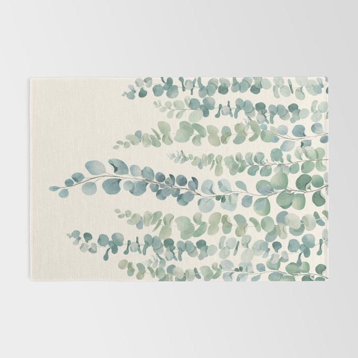 Watercolor Eucalyptus Leaves Rug Gallery Image 2