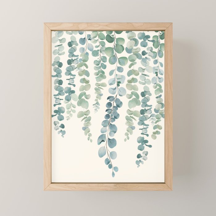 Watercolor Eucalyptus Leaves Mini Art Print Gallery Image 1