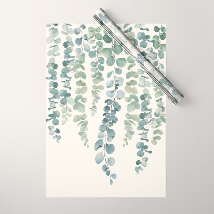 Watercolor Eucalyptus Leaves Wrapping Paper Gallery Image 1