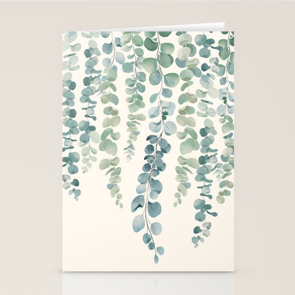 Watercolor Eucalyptus Leaves Stationery Card Gallery Image 2
