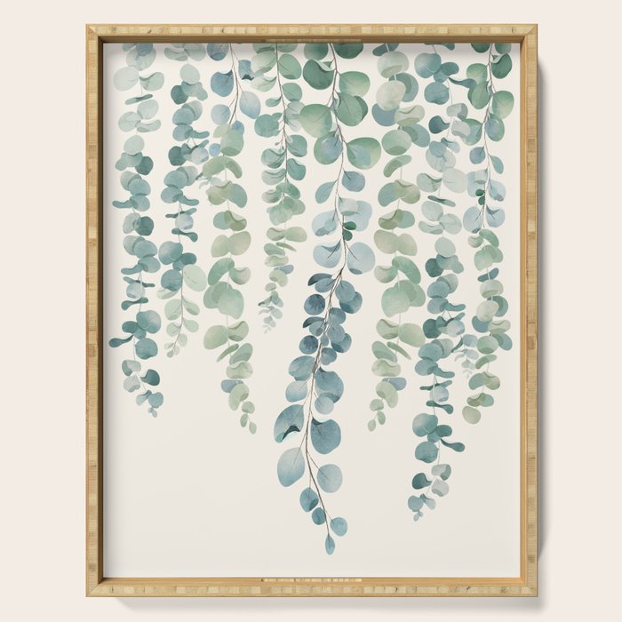 Watercolor Eucalyptus Leaves Serving Tray Gallery Image 1