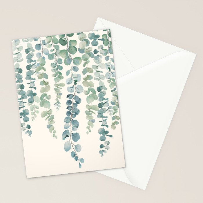 Watercolor Eucalyptus Leaves Stationery Card Gallery Image 2