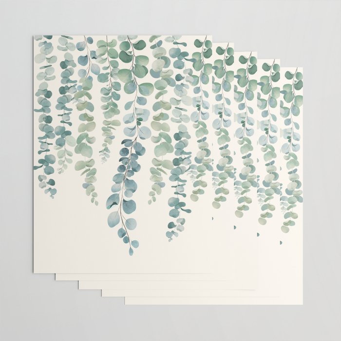 Watercolor Eucalyptus Leaves Wrapping Paper Gallery Image 3
