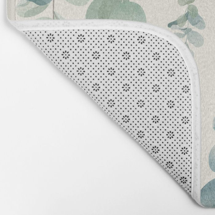 Watercolor Eucalyptus Leaves Bath Mat Gallery Image 2