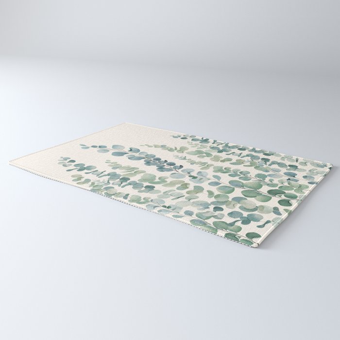 Watercolor Eucalyptus Leaves Rug Gallery Image 3