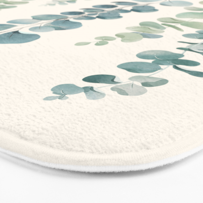 Watercolor Eucalyptus Leaves Bath Mat Gallery Image 3