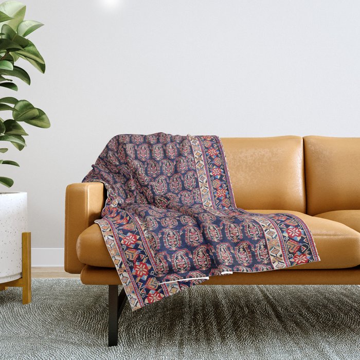 Afshar Persian Kerman  Antique Rug Print Throw Blanket Gallery Image 1