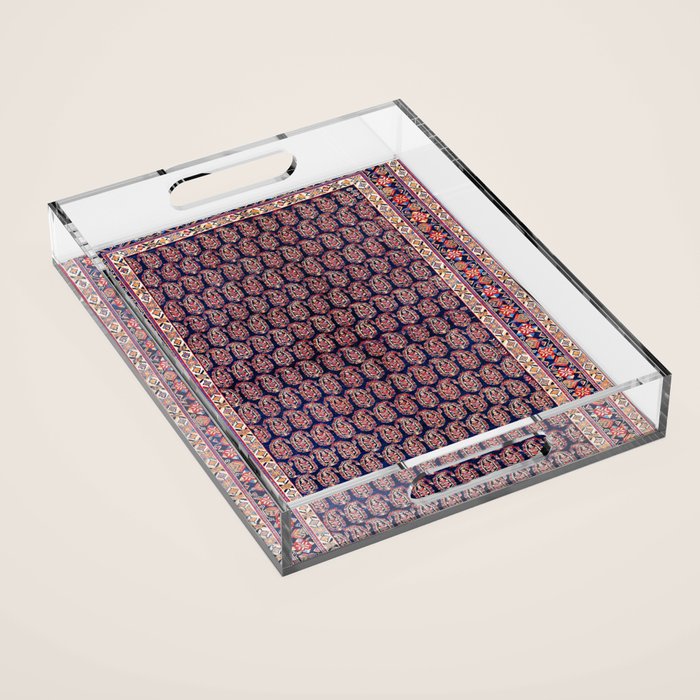 Afshar Persian Kerman  Antique Rug Print Acrylic Tray Gallery Image 1
