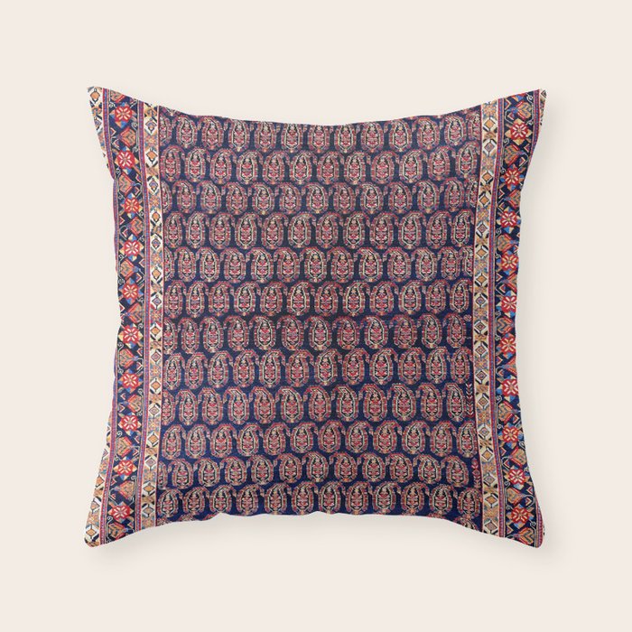 Afshar Persian Kerman  Antique Rug Print Throw Pillow Gallery Image 1