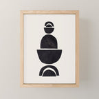 Black & White Minimalist Mid Century Paper collage Funky Black Ink Tribal Geometric by Ejaaz Haniff Mini Art Print Gallery Image 1