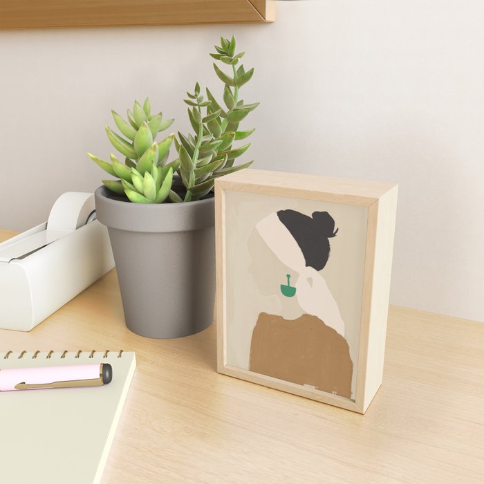 Minimalist Woman with Green Earring Mini Art Print Gallery Image 2