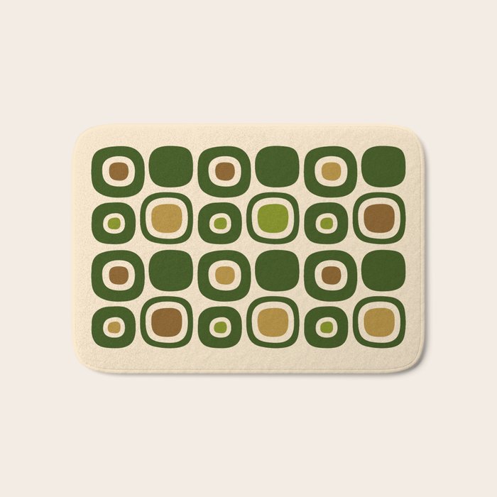Mid Century Modern Modern Organic Shapes Pattern 321 Green Bath Mat Gallery Image 1