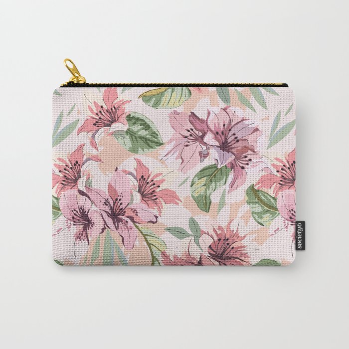 Pastel pink tropical bloom A Carry All Pouch Gallery Image 1