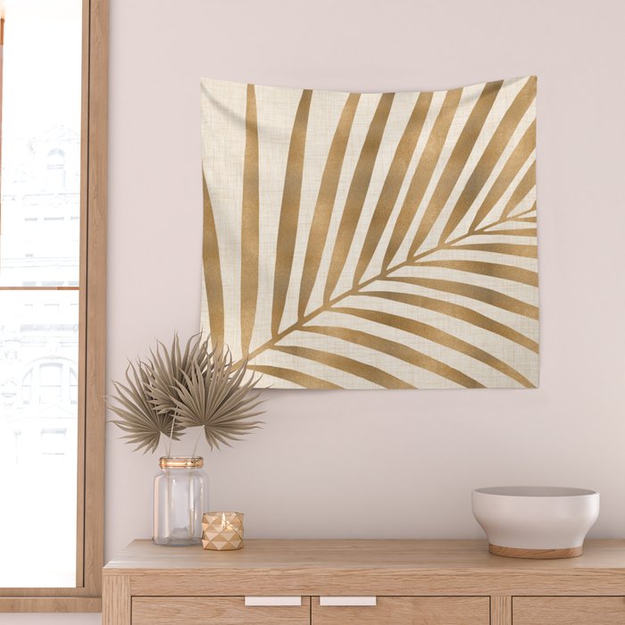 Gold Tropical Leaf Wall Tapestry Gallery Image 2