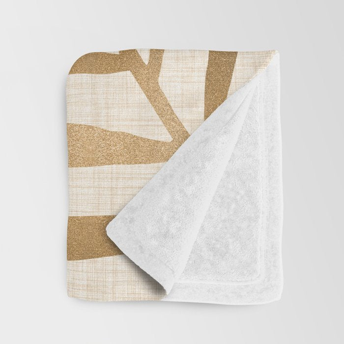 Gold Tropical Leaf Throw Blanket Gallery Image 3