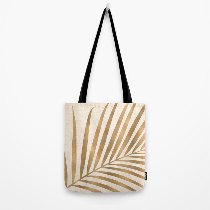 Gold Tropical Leaf Tote Bag Gallery Image 2