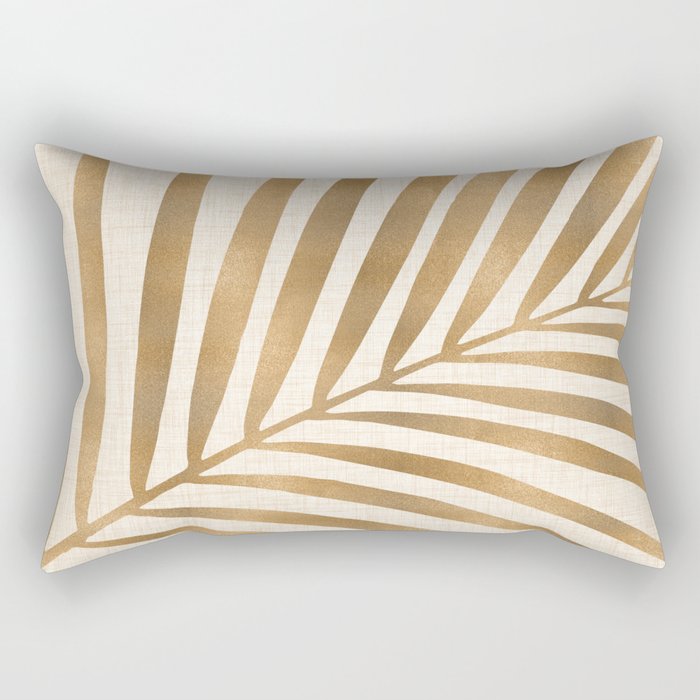 Gold Tropical Leaf Rectangular Pillow Gallery Image 2