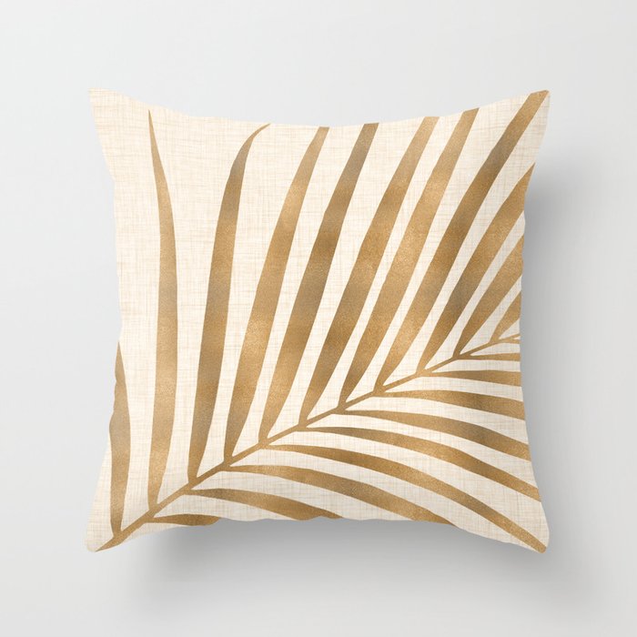Gold Tropical Leaf Throw Pillow Gallery Image 6